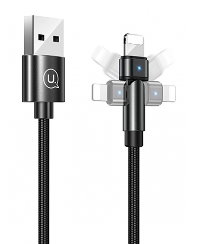 USAMS καλώδιο Lightning σε USB US-SJ476, περιστρεφόμενο, 2.1A, 1m, μαύρο USAMS καλώδιο Lightning σε USB US-SJ476, περιστρεφόμενο, 2.1A, 1m, μαύρο