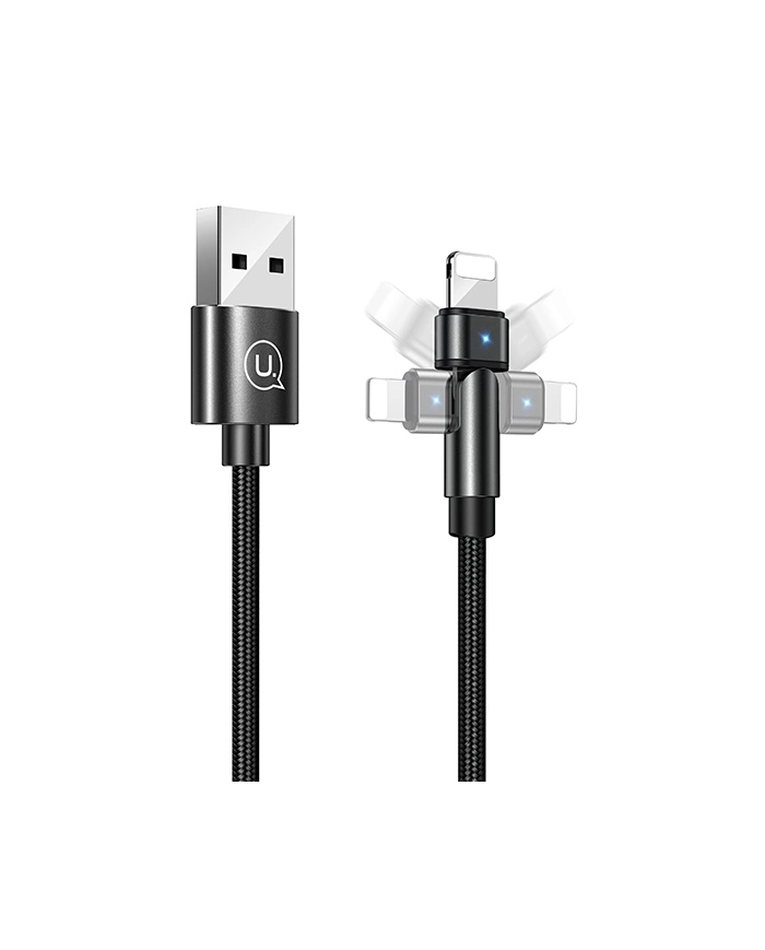 USAMS καλώδιο Lightning σε USB US-SJ476, περιστρεφόμενο, 2.1A, 1m, μαύρο