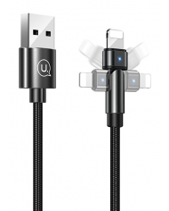 USAMS καλώδιο Lightning σε USB US-SJ476, περιστρεφόμενο, 2.1A, 1m, μαύρο