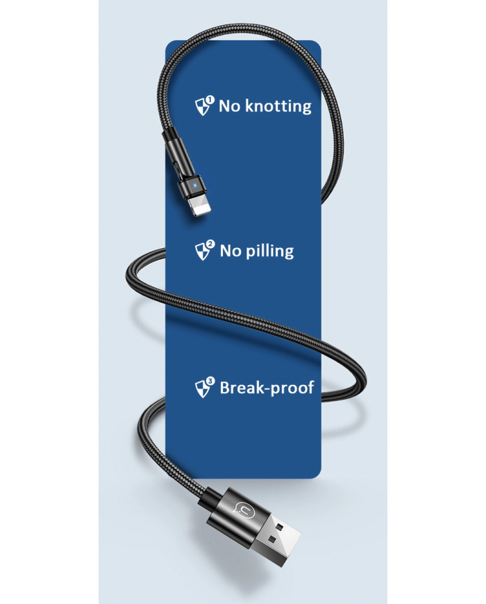 USAMS καλώδιο Lightning σε USB US-SJ476, περιστρεφόμενο, 2.1A, 1m, μαύρο