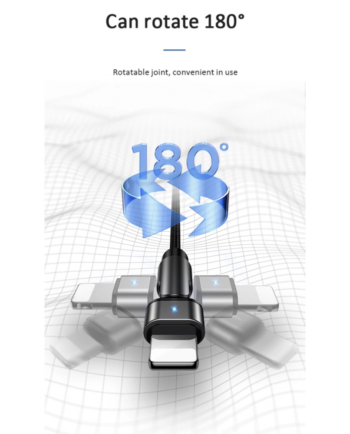 USAMS καλώδιο Lightning σε USB US-SJ476, περιστρεφόμενο, 2.1A, 1m, μαύρο
