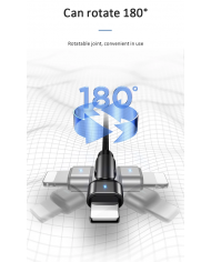USAMS καλώδιο Lightning σε USB US-SJ476, περιστρεφόμενο, 2.1A, 1m, μαύρο