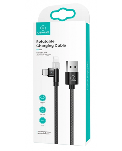 USAMS καλώδιο Lightning σε USB US-SJ476, περιστρεφόμενο, 2.1A, 1m, μαύρο USAMS καλώδιο Lightning σε USB US-SJ476, περιστρεφόμενο, 2.1A, 1m, μαύρο