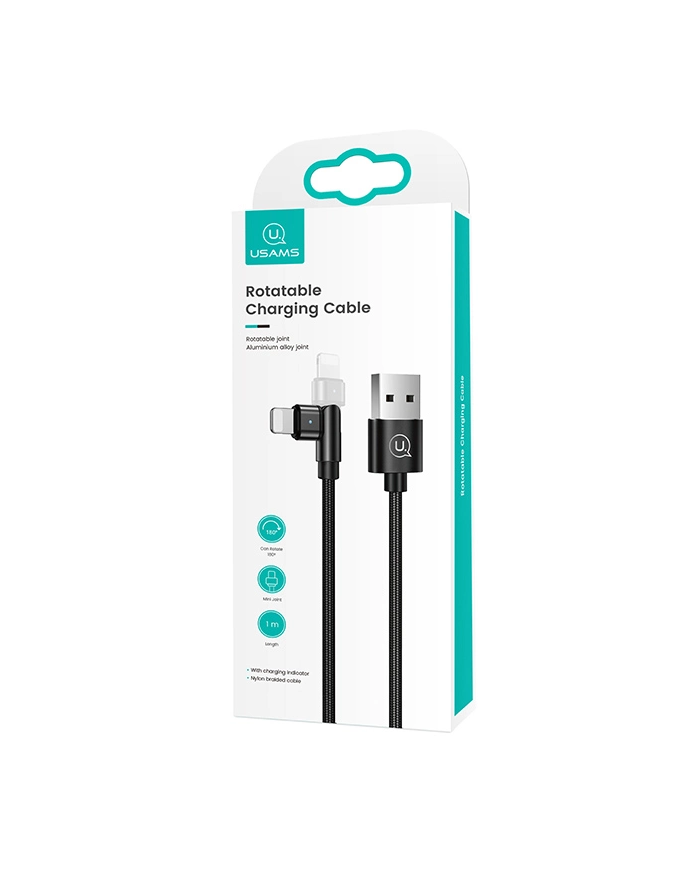 USAMS καλώδιο Lightning σε USB US-SJ476, περιστρεφόμενο, 2.1A, 1m, μαύρο