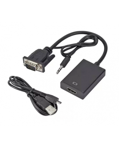 POWERTECH αντάπτορας VGA & 3.5mm σε HDMI , μαύρος