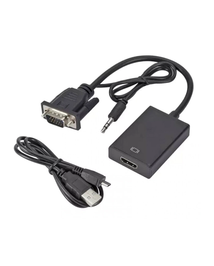 POWERTECH αντάπτορας VGA & 3.5mm σε HDMI , μαύρος