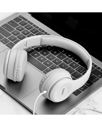 Ακουστικά Stereo Hoco W21 Graceful Charm 3.5mm με Μικρόφωνο Γκρι