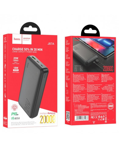 Power Bank Hoco J87A Tacker 20000mAh PD20W+QC3.0 Έξοδος Usb-A 20W και Usb-C 18W Μαύρο Power Bank Hoco J87A Tacker 20000mAh PD20W+QC3.0 Έξοδος Usb-A 20W και Usb-C 18W Μαύρο