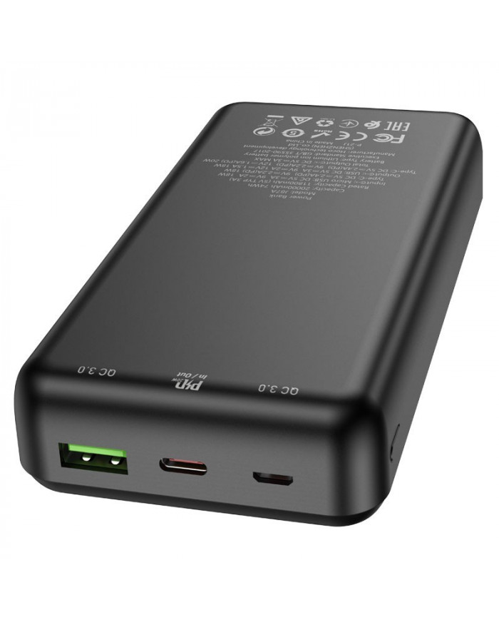 Power Bank Hoco J87A Tacker 20000mAh PD20W+QC3.0 Έξοδος Usb-A 20W και Usb-C 18W Μαύρο