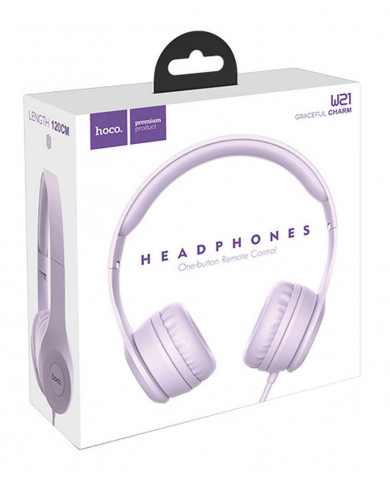 Ακουστικά Stereo Hoco W21 Graceful Charm 3.5mm με Μικρόφωνο Μωβ
