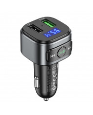 Bluetooth FM Transmitter Hoco E67 Fighter USB 18W+USB 5V/1.5A QC3.0 V5.0 Μαύρο