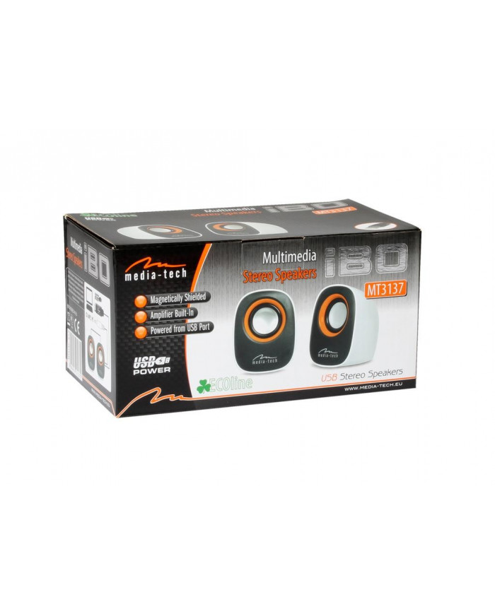 Ηχεία Stereo Media-Tech MT3137W IBO 3.5mm με Τροφοδοσία USB 6W Λευκά