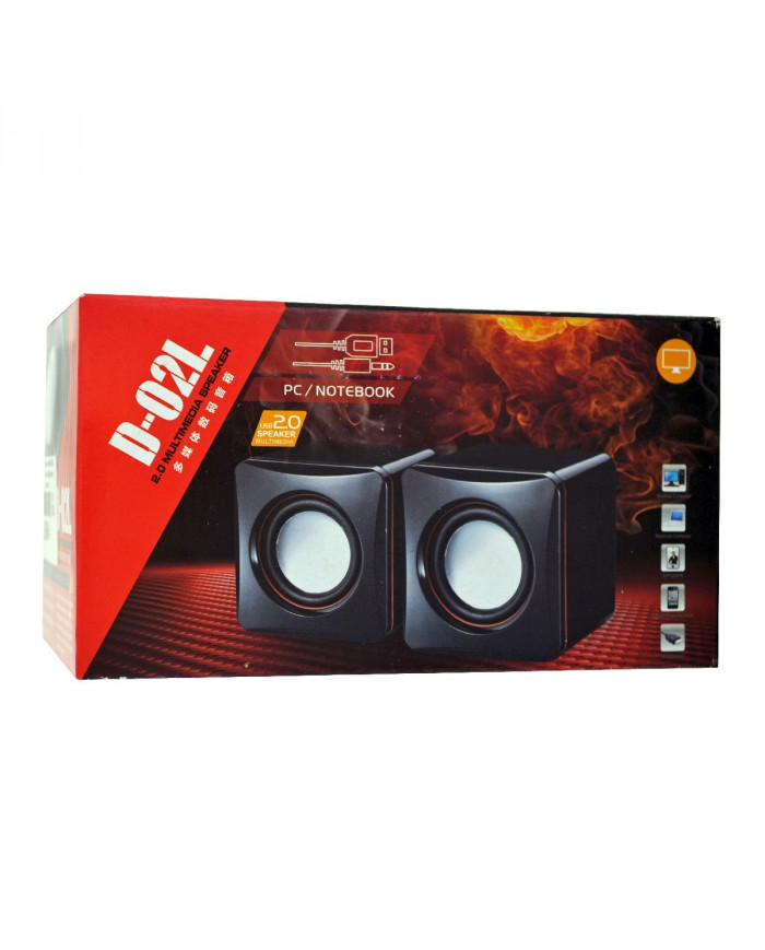 Ηχείο Stereo Multimedia Leerfei D-02L με σύνδεση 3.5mm και USB φόρτιση, Μαύρο Κόκκινο