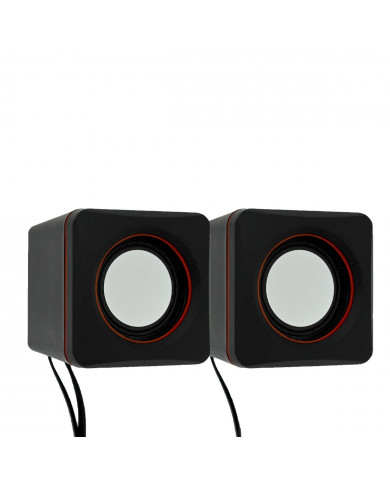 Ηχείο Stereo Multimedia Leerfei D-02L με σύνδεση 3.5mm και USB φόρτιση, Μαύρο Κόκκινο