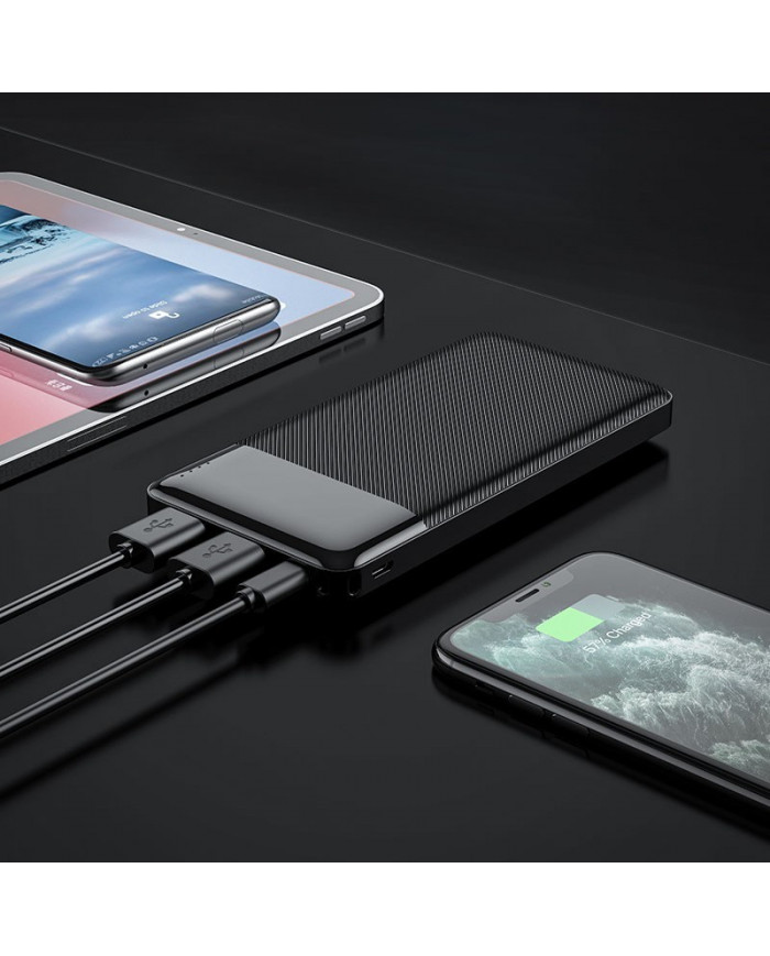 Power Bank Hoco J72 Easy 10000mAh με 2x USB-A και Φωτιζόμενη Ένδειξη Μπαταρίας Μαύρο