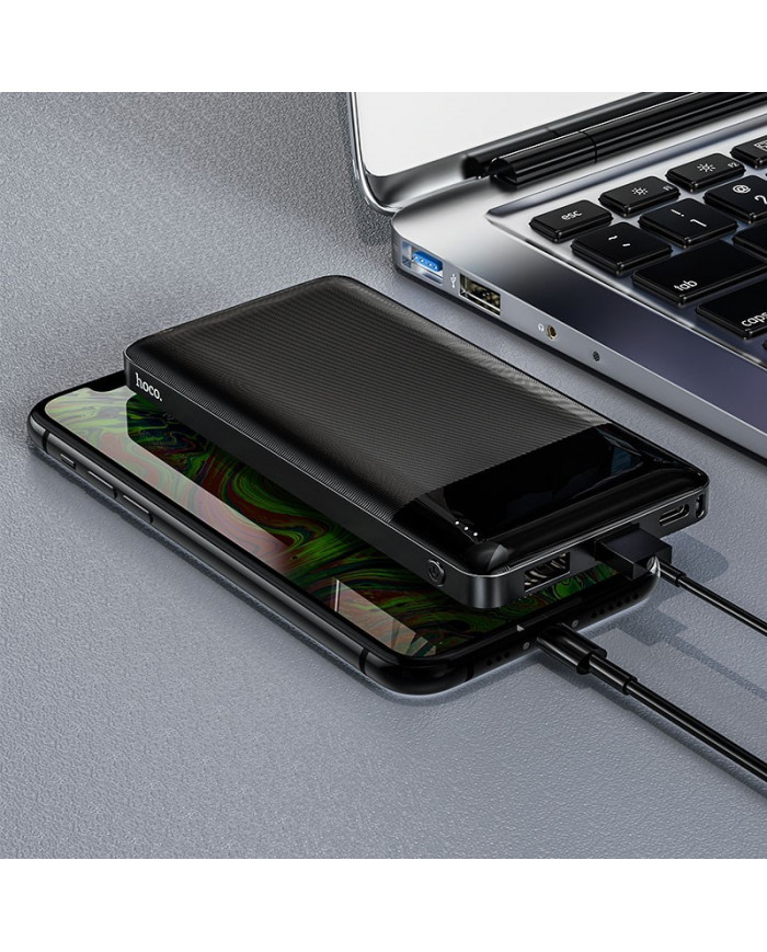 Power Bank Hoco J72 Easy 10000mAh με 2x USB-A και Φωτιζόμενη Ένδειξη Μπαταρίας Μαύρο