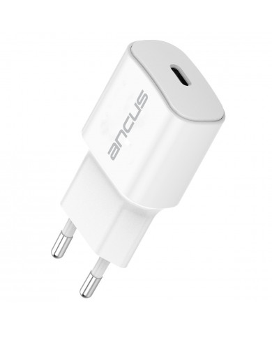 Φορτιστής Ταξιδίου Switching Ancus Supreme Series C70 Fast Charge με USB-C Έξοδο QC 3.0 PD 20W 5V/3A, Λευκό
