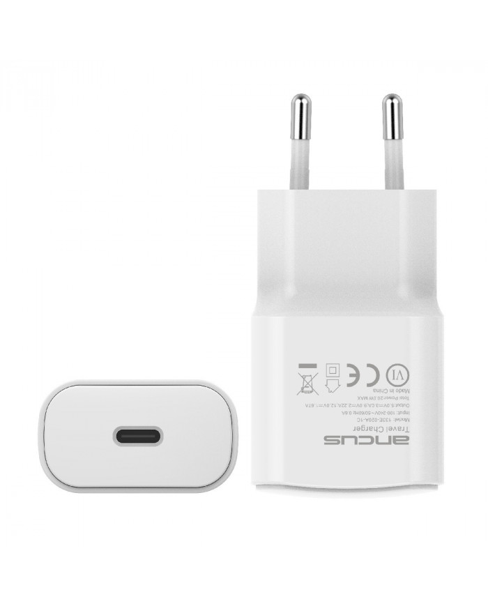 Φορτιστής Ταξιδίου Switching Ancus Supreme Series C70 Fast Charge με USB-C Έξοδο QC 3.0 PD 20W 5V/3A, Λευκό