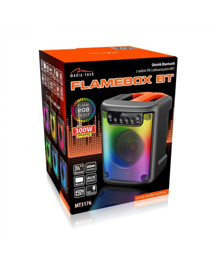 Φορητό Ηχείο Bluetooth Media-Tech FLAMEBOX BT MT3176 RMS 8W 300W PMPO AUX-IN 3.5mm BT 5.0 USB Micro-SD Ραδιόφωνο LED