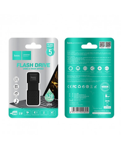 Flash Drive Hoco UD6 Intelligent 128GB USB 2.0 Zinc Alloy Μαύρο