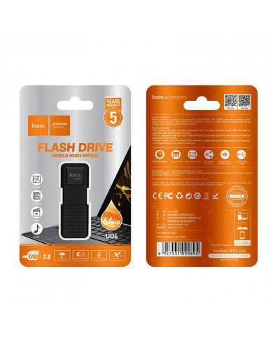 Flash Drive Hoco UD6 Intelligent 64GB USB 2.0 Zinc Alloy Μαύρο