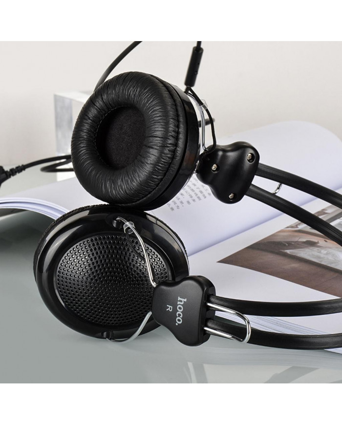 Ακουστικά Stereo Hoco W5 Manno 3.5mm Μαύρα με Μικρόφωνο και Πλήκτρο Ελέγχου