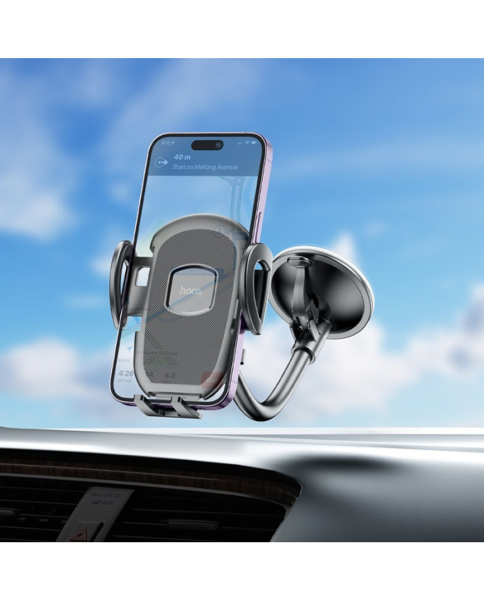 Βάση Στήριξης Αυτοκινήτου Hoco H10 General για Παρμπρίζ Περιστρεφόμενη 360° Μαύρη 4.7"-7"