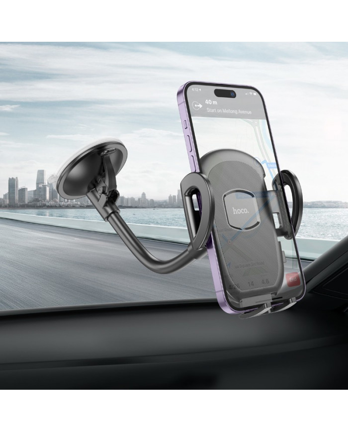 Βάση Στήριξης Αυτοκινήτου Hoco H10 General για Παρμπρίζ Περιστρεφόμενη 360° Μαύρη 4.7"-7"