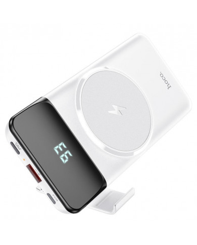 Power Bank Hoco J76 Bobby Magnetic 10000mAh με Ασύρματη Φόρτιση και Βάση Στήριξης Τηλεφώνου με USB-A και USB-C Λευκό Power Bank Hoco J76 Bobby Magnetic 10000mAh με Ασύρματη Φόρτιση και Βάση Στήριξης Τηλεφώνου με USB-A και USB-C Λευκό