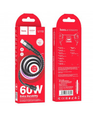 Καλώδιο Σύνδεσης Hoco U110 USB-C σε USB-C Braided 60W 20V/3A Μαύρο 1.2m Υψηλής Αντοχής