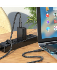 Καλώδιο Σύνδεσης Hoco U110 USB-C σε USB-C Braided 60W 20V/3A Μαύρο 1.2m Υψηλής Αντοχής