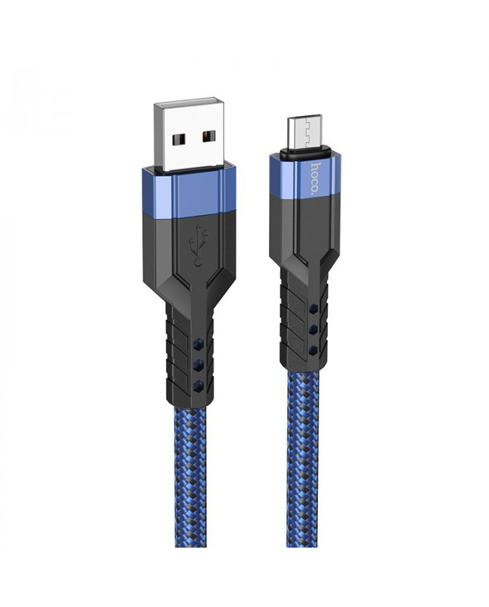 Καλώδιο Σύνδεσης Hoco U110 USB σε Micro-USB Braided 2.4A Μπλε 1.2m Υψηλής Αντοχής