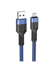 Καλώδιο Σύνδεσης Hoco U110 USB σε Micro-USB Braided 2.4A Μπλε 1.2m Υψηλής Αντοχής