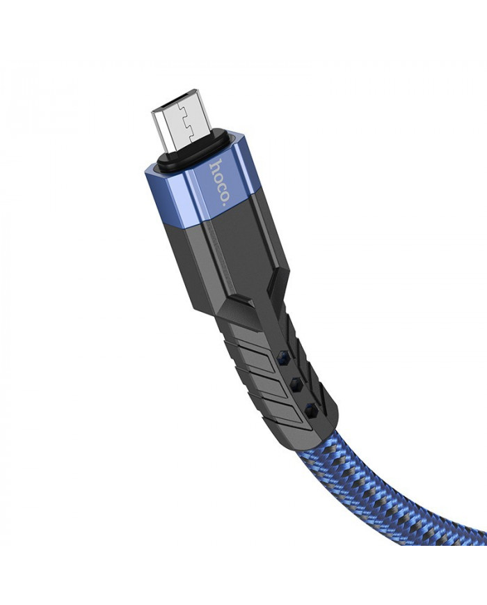 Καλώδιο Σύνδεσης Hoco U110 USB σε Micro-USB Braided 2.4A Μπλε 1.2m Υψηλής Αντοχής