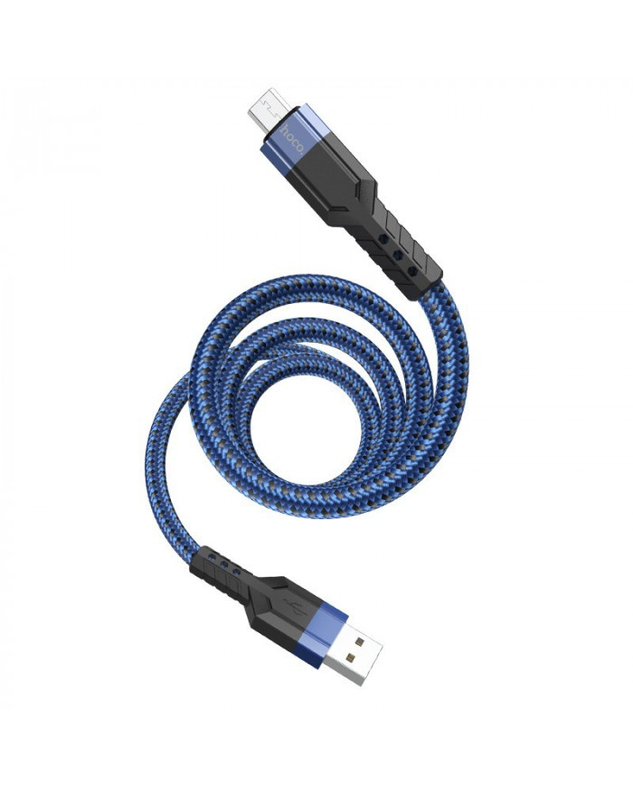 Καλώδιο Σύνδεσης Hoco U110 USB σε Micro-USB Braided 2.4A Μπλε 1.2m Υψηλής Αντοχής