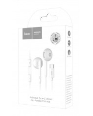 Hands Free Hoco L10 Earphones Stereo USB-C Λευκά με Μικρόφωνο και Πλήκτρο Λειτουργίας