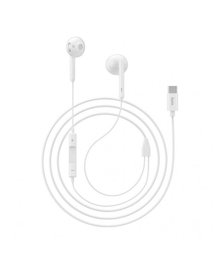 Hands Free Hoco L10 Earphones Stereo USB-C Λευκά με Μικρόφωνο και Πλήκτρο Λειτουργίας