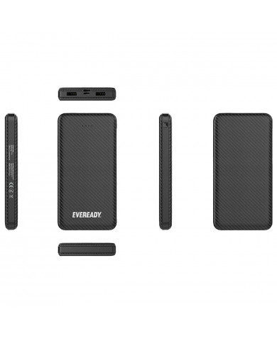Power Bank Energizer Eveready Slim 10000mAh 2A με 2x USB 2.0 και LED Ένδειξη Μπαταρίας Μαύρο Power Bank Energizer Eveready Slim 10000mAh 2A με 2x USB 2.0 και LED Ένδειξη Μπαταρίας Μαύρο