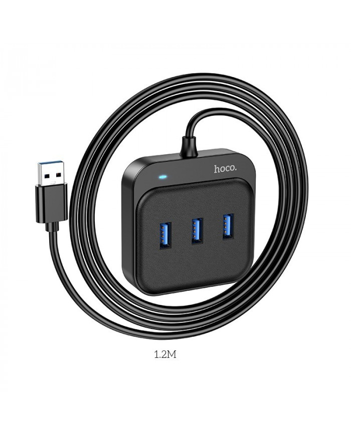 Hub USB Hoco HB31 Easy 4-in-1 Mini and Portable με 4 χ USB 3.0 1.2m Μαύρο