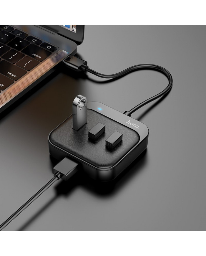 Hub USB Hoco HB31 Easy 4-in-1 Mini and Portable με 4 χ USB 3.0 1.2m Μαύρο