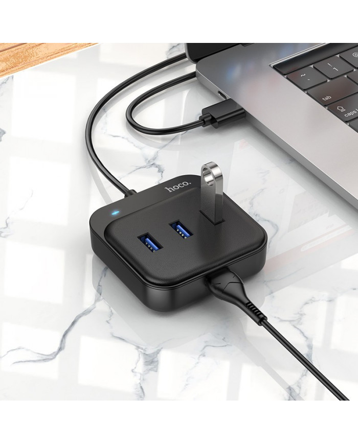 Hub USB Hoco HB31 Easy 4-in-1 Mini and Portable με 4 χ USB 3.0 1.2m Μαύρο