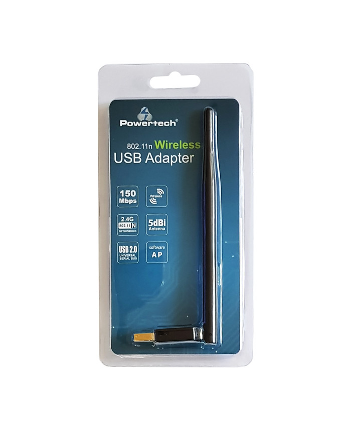 POWERTECH Wireless USB adapter, 150Mbps, 2.4GHz, 5dBi, MT7601