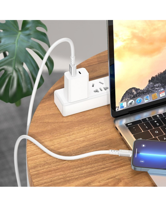 Καλώδιο Σύνδεσης Hoco X85 Strength USB σε Lightning 2.4A Λευκό 1m Υψηλής Αντοχής