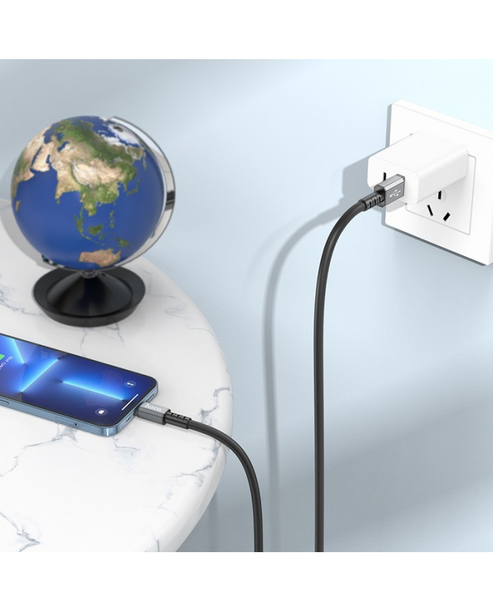 Καλώδιο Σύνδεσης Hoco X85 Strength USB σε Lightning 2.4A Μαύρο 1m Υψηλής Αντοχής
