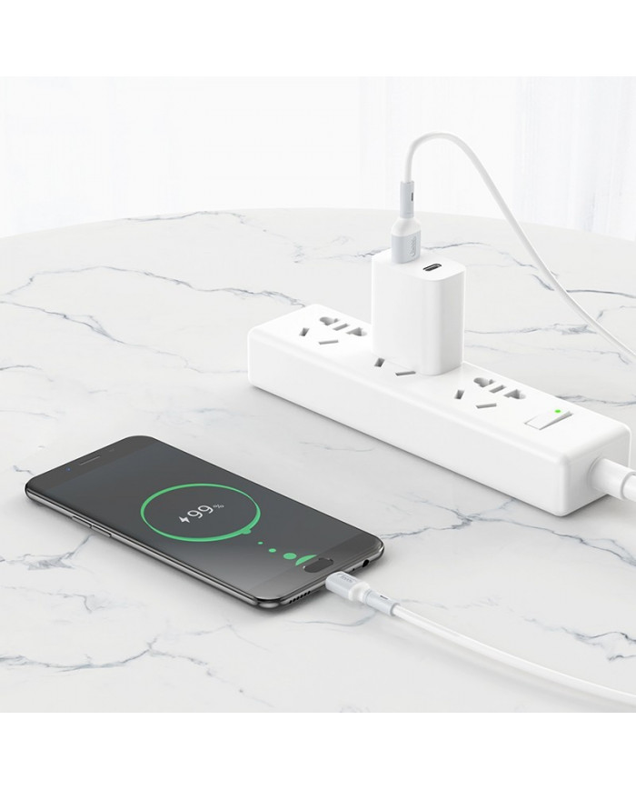 Καλώδιο Σύνδεσης Hoco X65 Prime USB σε Micro USB για Γρήγορη Φόρτιση και Μεταφορά Δεδομένων 2.4A Λευκό 1m