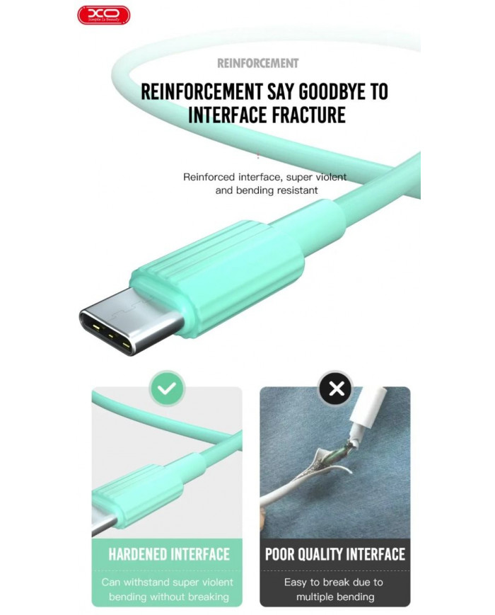 XO NB156 USB Καλώδιο Φόρτισης Για Type-C Άσπρο