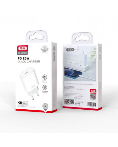 XO L91EU 25W Type-C Γρήγορης Φόρτισης Φορτιστής
