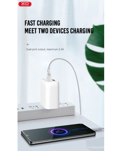 XO L57 EU Διπλής Θύρας Φορτιστής Με Micro Καλώδιο Άσπρο