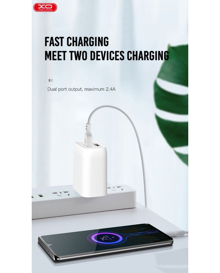 XO L57 EU Διπλής Θύρας Φορτιστής Με Micro Καλώδιο Άσπρο