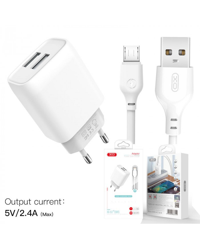 XO L57 EU Διπλής Θύρας Φορτιστής Με Micro Καλώδιο Άσπρο